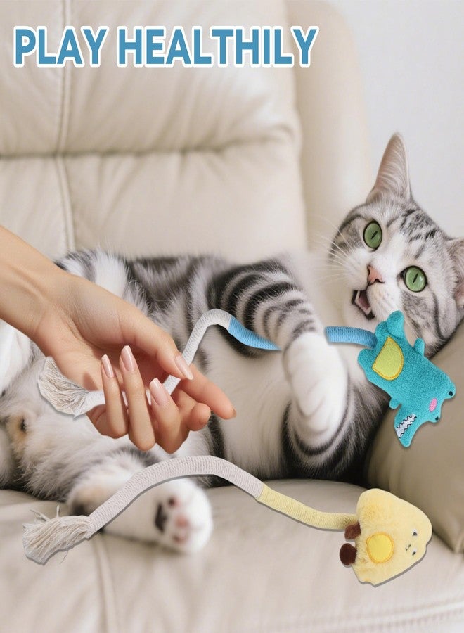 Ymcafmo 4pcs Safe Cat Rope Toy with Catnip - Dental Cleaning Chew Toys for Cats - Kitten Teething Toys - Interactive Play Toys with Feathers - Indoor Cats - Image 5